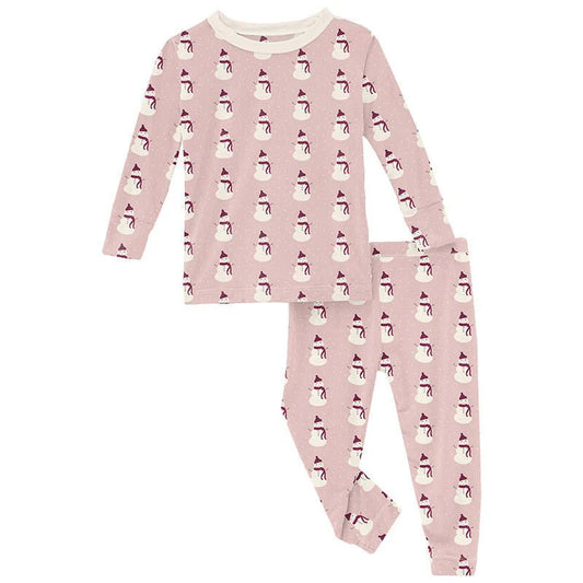 Baby Rose Tiny Snowman Bamboo Long Sleeve Pajama Set