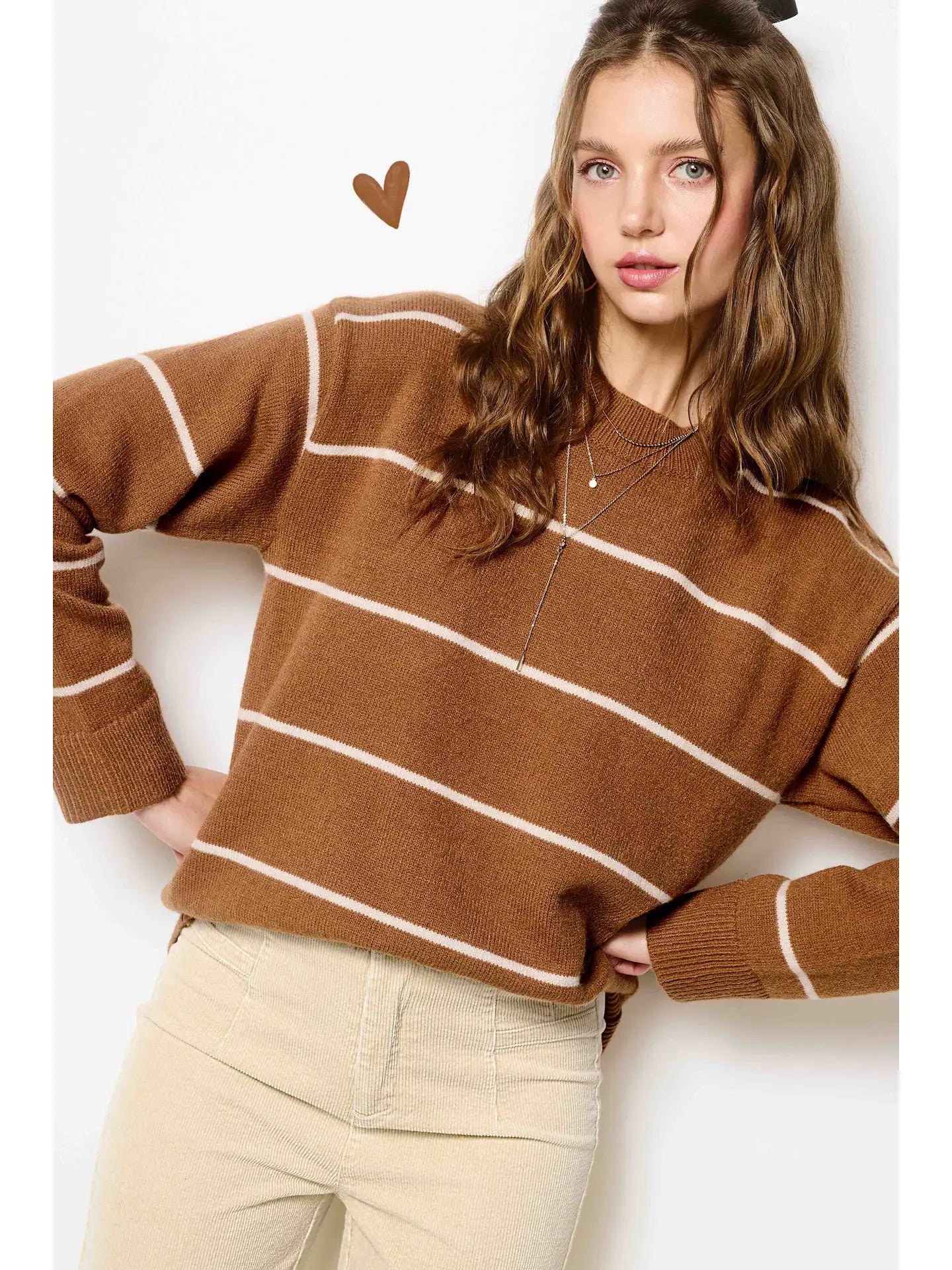 Loose Fit Stripe Long Sleeve Crewneck Sweater Gucci