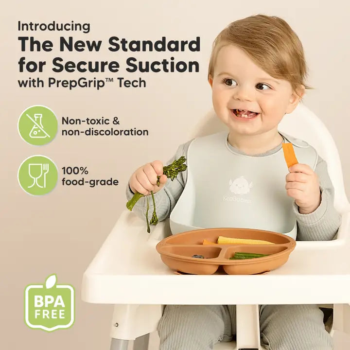 3pk Prep Suction Plates for Baby Terracotta