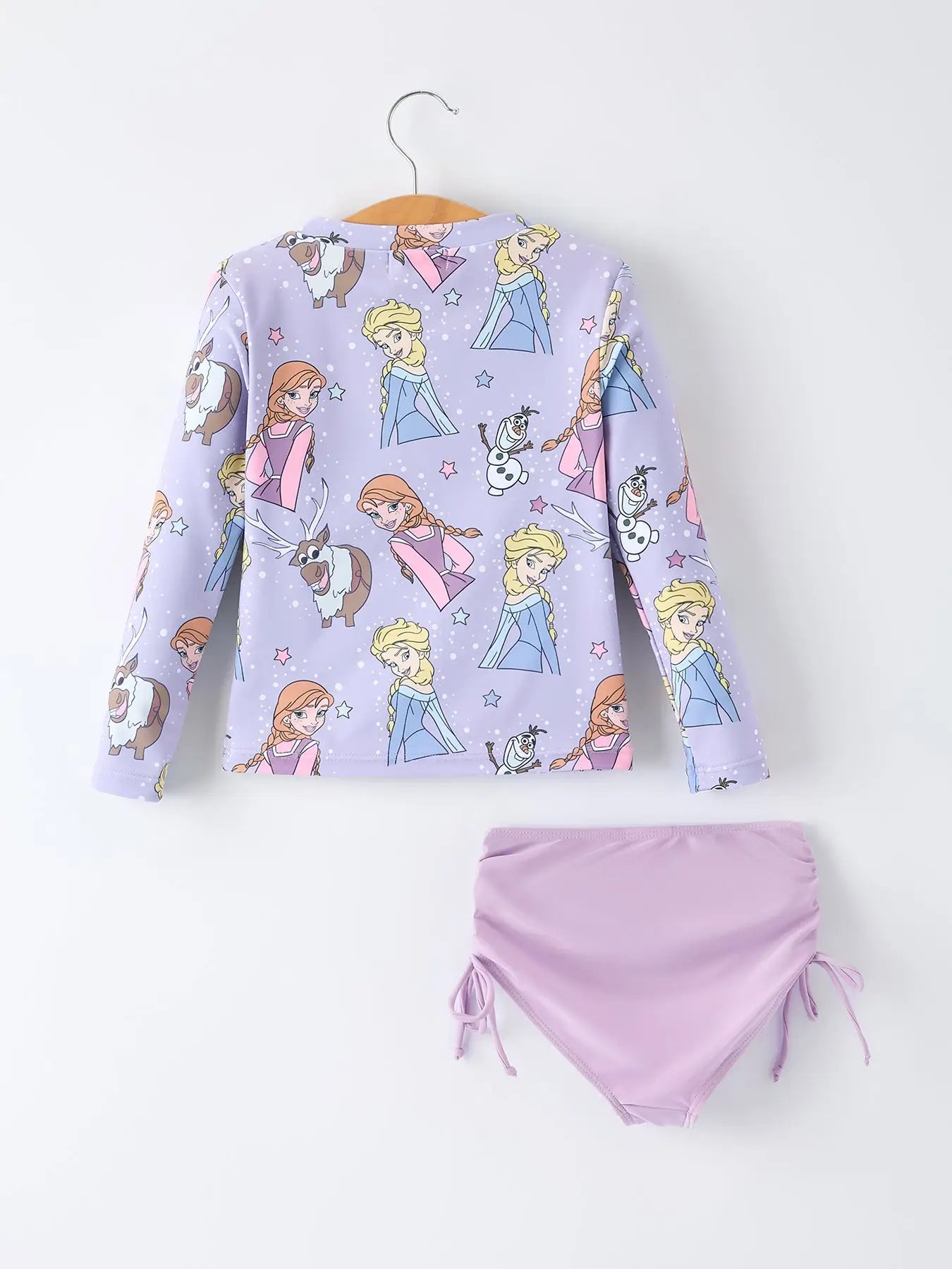 Summer Star Print Girls Long Sleeve Swim Set