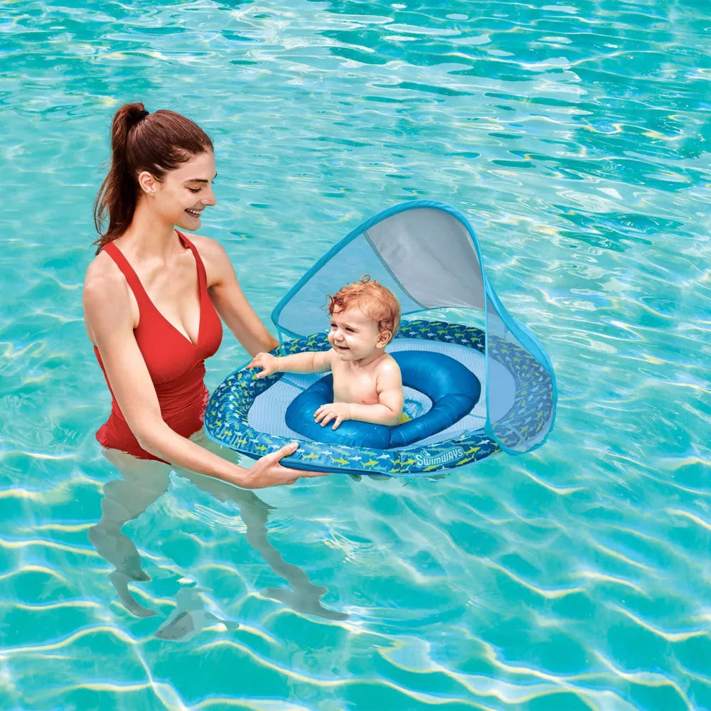 Swimways Sun Canopy Spring Float with Hyper-Flate Valve - Shark