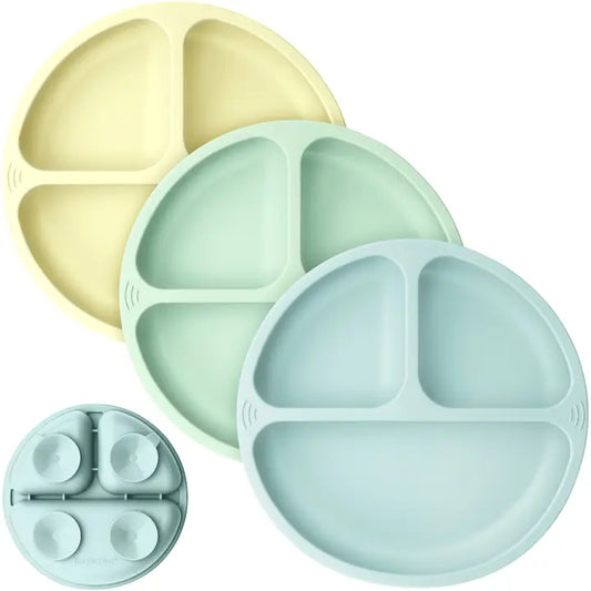 3-Pack Prep Suction Plates for Babies Color Pastel Sky