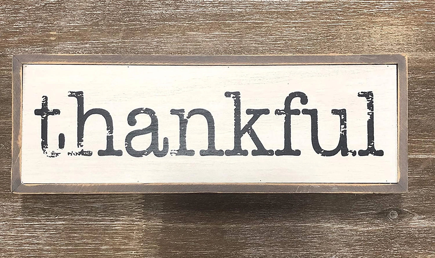 Mini Thankful Wood Block Sign Wooden Wall Decor