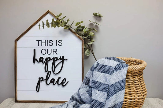 This Is Our Happy Place Wood Framed Family Sign