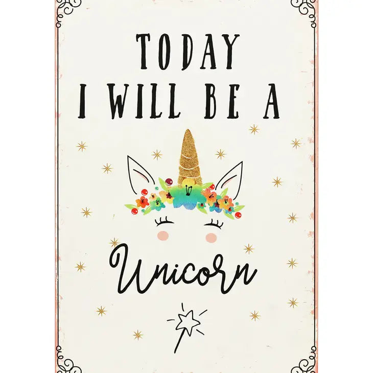 Today I Will Be A Unicorn Wood Wall Art Decor