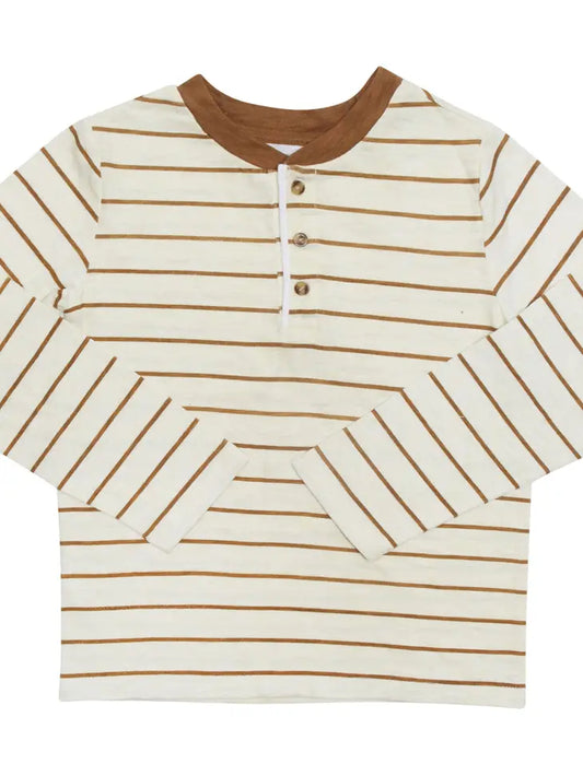 Tommy Slub Henley in Chipmunk Stripe