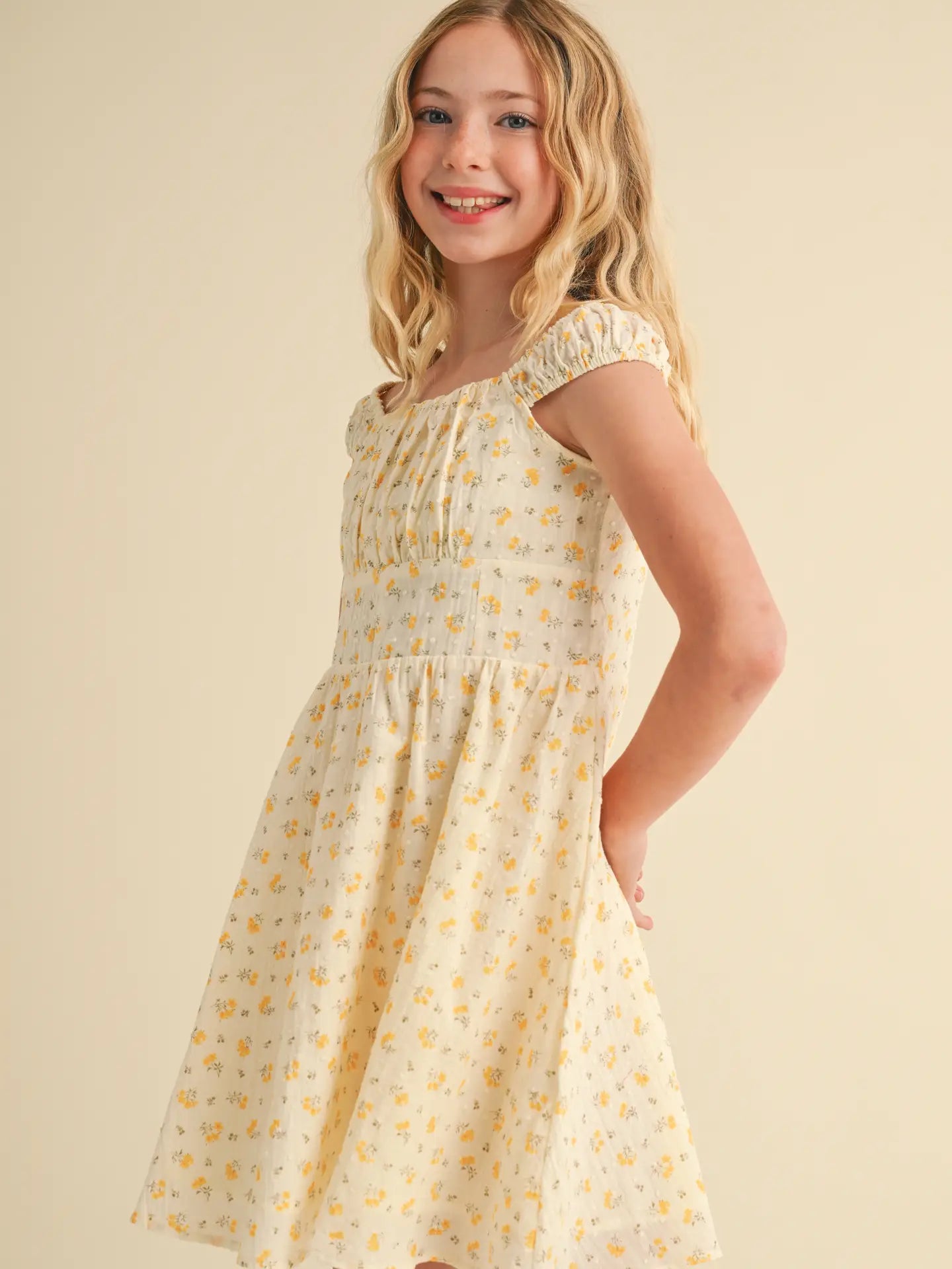 Tween Girls Kids Corset Ruched Shoulder Mini Dress