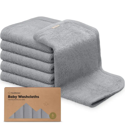 6pk Baby Wash Cloths Cool Gray