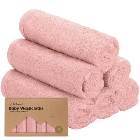 6pk Baby Wash Cloths Rosy