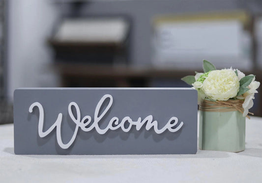 Small 3D Welcome Word Wood Block Sign