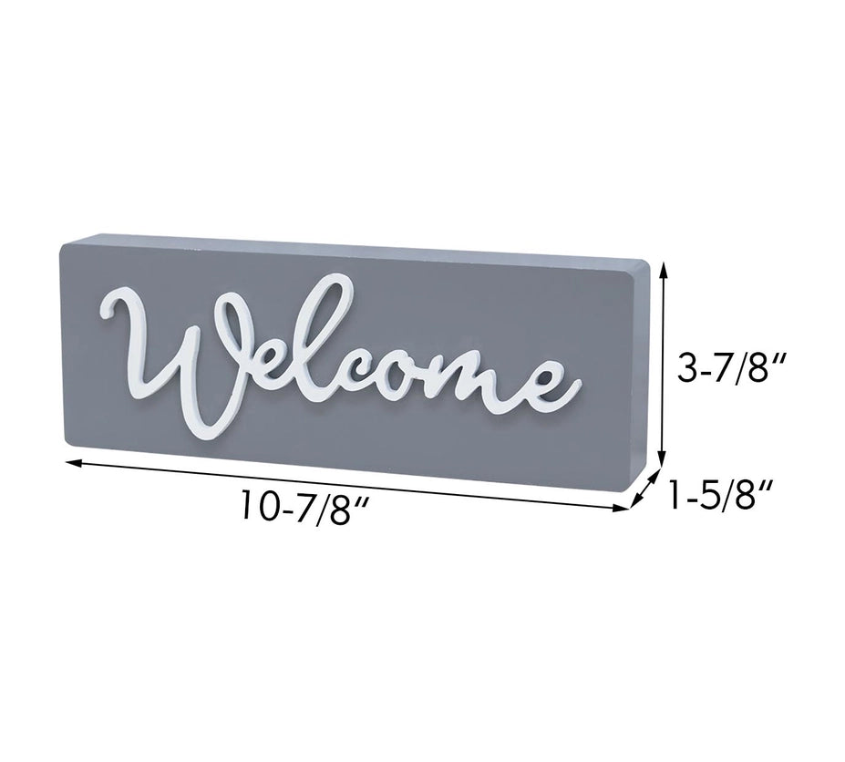 Small 3D Welcome Word Wood Block Sign