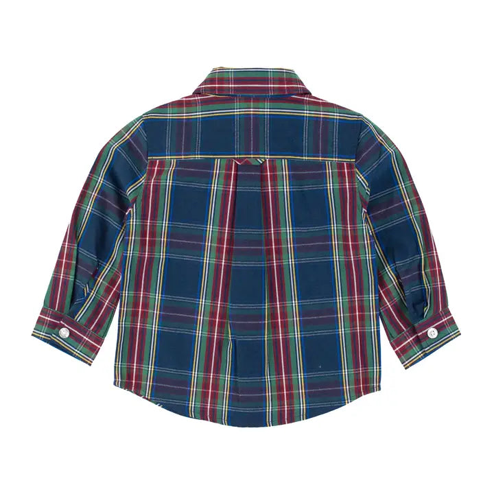 Winter Nights Plaid Long Sleeve Button Down Shirt